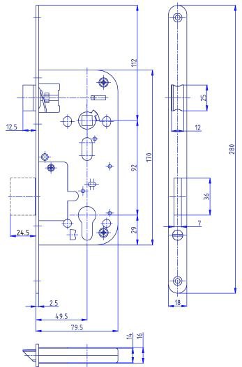 K 162 P / L ZB 92/80 PZ zadlabovací zámok (HR 20ks) Hobes