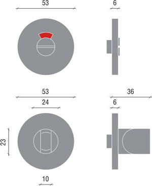 WC kľučka nerez 6mm kruhová