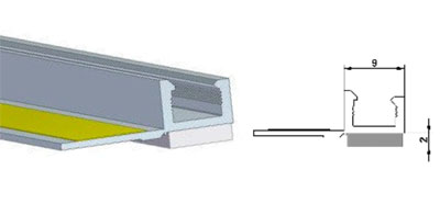 A/02 Začišťovací okenní profil 9 mm, UV, tl.2mm/2,40m