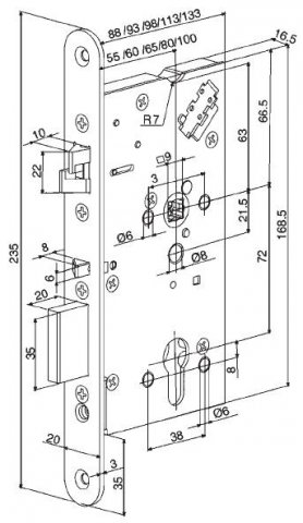 ABLOY EL560 – Elektromechanický hluboký zámek, čelo 20 mm (backset 60 mm)