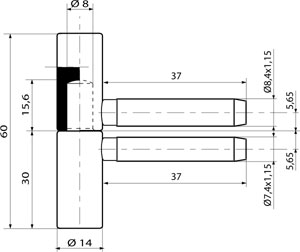 A 213-00-00 / B pozink žltý priem.14mm, PVC okná (VD 213-01 + SD213-0