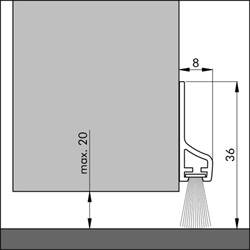 tesnenie dverí lacné, samolepiace s kefou (PDS-2 B ZK) (dĺžka 100cm transparent)