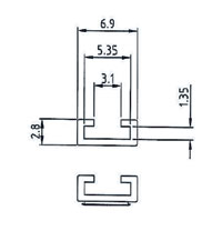Samostatná PVC lišta LV5594 pre kefku 4,8 mm samolepiacu