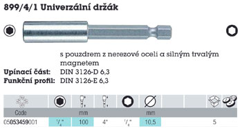 Držiak bitov dĺžka 100mm, magnetický, úchyt 1/4 