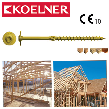 CS Konstrukční vrut kalený s talířovou hlavou TX40 (CS-8160 / 8 x 160/80 mm / zinek žlutý)