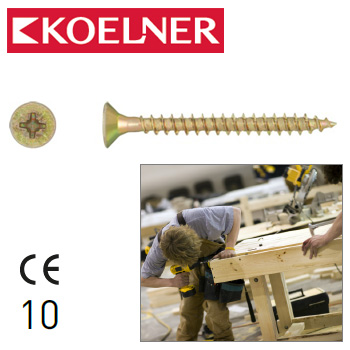 UC Kalené vruty do dřeva se zápustnou hlavou (3,5 x 40 mm / PZ2 / zinek žlutý)