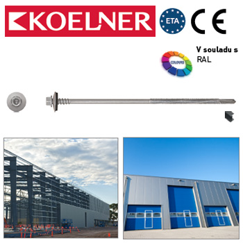 ON-55/63 Samovrtné šrouby pro sendvičové panely, max. 12mm vrtná kapacita (5,5 x 280 mm / šestihr. hlava SW8 / AL/EPDM těsnění / zinek bílý)