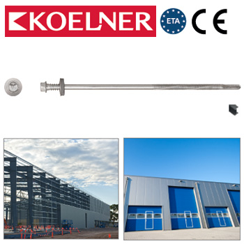 ONS-55/63 Nerezové samovrtné šrouby do sendvičových panelů, max. 12mm vrtná kapacita (5,5 x 175 mm / šestihr. hlava SW8 / nerez/EPDM těsnění / nerez)
