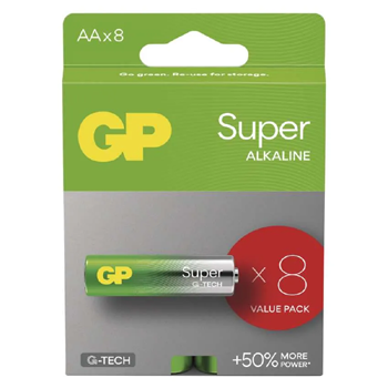 GP SUPER alkalická baterie AA 1,5V (tužka, LR06) 8ks/krabička