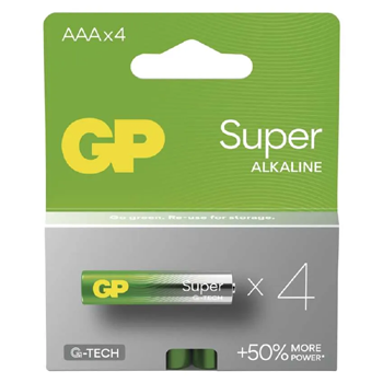 GP SUPER alkalická baterie AAA 1,5V (mikrotužka, LR03) 4ks/krabička