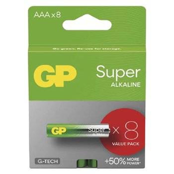 GP SUPER alkalická baterie AAA 1,5V (mikrotužka, LR03) 8ks/krabička
