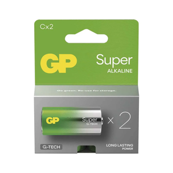GP SUPER alkalická baterie C 1,5V (malé mono, LR14), G-TECH, 2ks/krabička