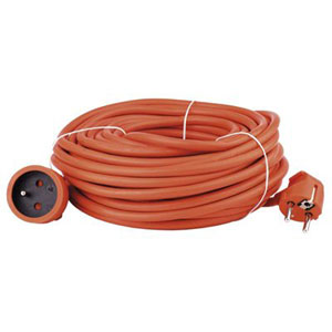 Predlžovací kábel, 20m, 1 x 2P (1 x zásuvka), oranžová, PVC izolácia