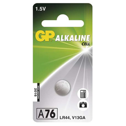 GP A76F alkalická gombíková batéria 1,5V, 11,6x5,4mm (LR44, AG13, LR1154, V13GA, PX76A)