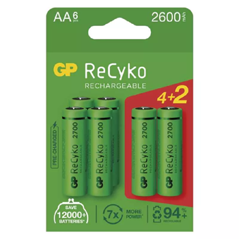 GP ReCyko nabíjecí baterie 2700 AA (HR6), 6ks/BL