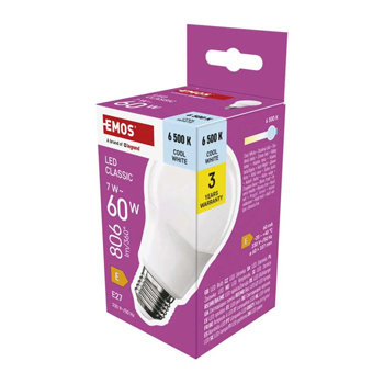 LED žárovka Classic A60 / E27 / 7 W (60 W) / 806 lm / Studená bílá
