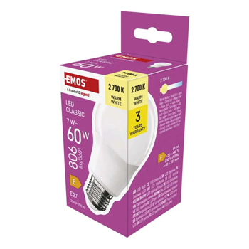LED žárovka Classic A60 / E27 / 7 W (60 W) / 806 lm / teplá bílá