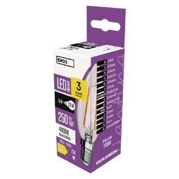 LED žárovka Filament Candle 1,8 W E14 neutrální bílá (náhrada za 25W), EMOS