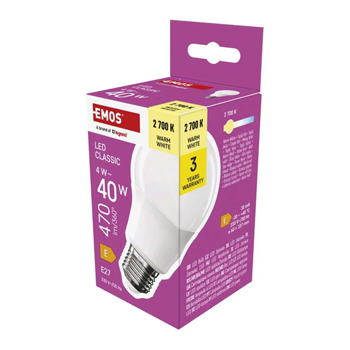 LED žárovka Classic A60 / E27 / 4 W (40 W) / 470 lm / teplá bílá