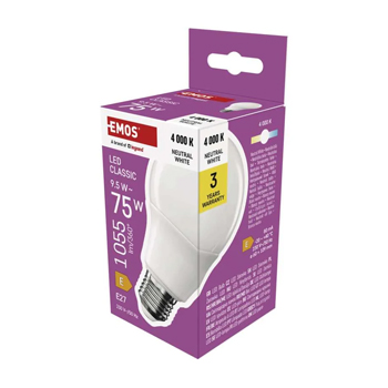 LED žárovka Classic A60 / E27 / 9,5 W (75 W) / 1055 lm / neutrální bílá