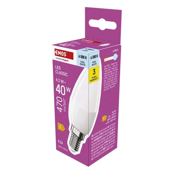 LED žárovka Classic svíčka / E14 / 4,2 W (40 W) / 470 lm / studená bílá