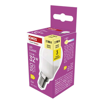 LED žárovka Classic Mini Globe / E14 / 2,5 W (32 W) / 350 lm / teplá bílá