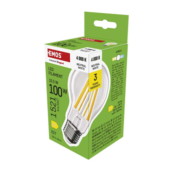 LED žárovka Filament A60 / E27 / 10,5 W (100 W) / 1521 lm / neutrální bílá