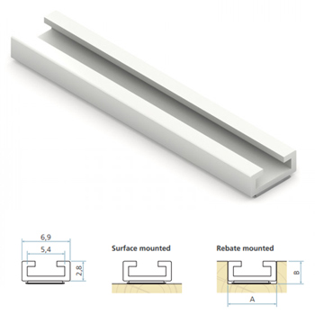 Samostatná PVC lišta LINEAR pre kefku 4,8mm samolepiaca