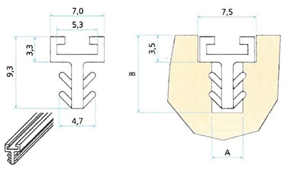 Samostatná PVC lišta 5032 sivá pre kefku do drážky 4,8mm