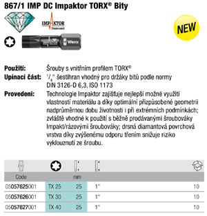 867/1 IMP DC Impaktor TORX® Bity