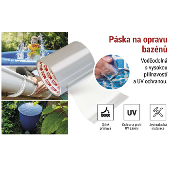 Opravná lepicí páska na bazény F6100, 1 m x 100 mm, průhledná, EMOS