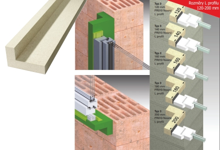 PR010 - dĺžka 1400 mm (tvar písmena L; 120 až 200mm x 120 mm; hrúbka materiálu 50 mm)