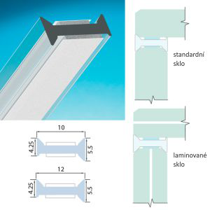Profil G2G MINIMAL rohový pre sklo, samolepiaci