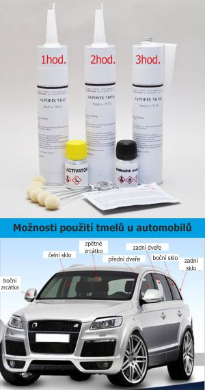 SAPOFIX 74163 - jednozložkový rýchlotuhnúci tmel pre lepenie automobilových skiel (kartuša 310 ml / čierna)