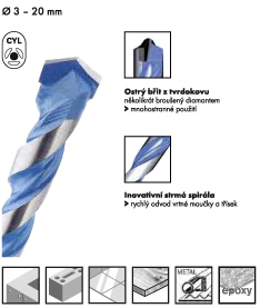 Vrták viacúčelový MULTICONSTRUCTION
