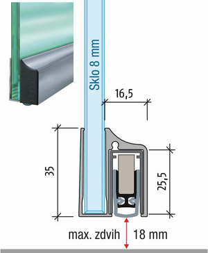Padací prah na sklo PLANET KG-A8