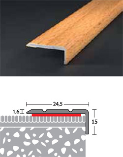 Schodová hrana 24,5 x 15 mm / samolepiaca