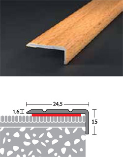 Schodová hrana 24,5 x 15 mm / samolepiace