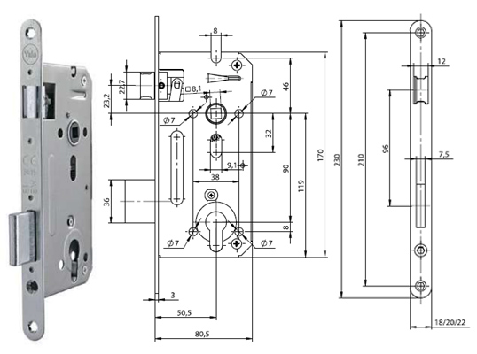 Zadlabací zámek mechanický Yale 5140