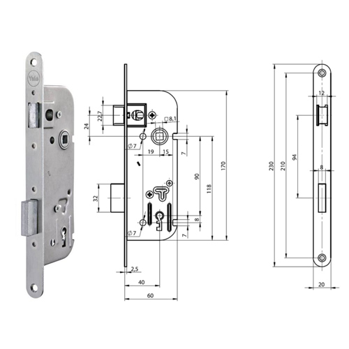 Zadlabací zámek mechanický YALE 5200