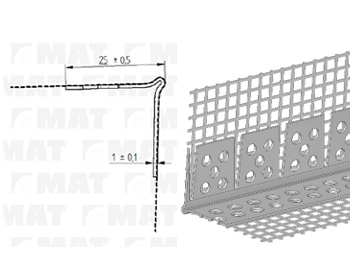 D/38 Rohový profil klenbový 25x25x1mm s perlinkou 100x100mm, 2,50m