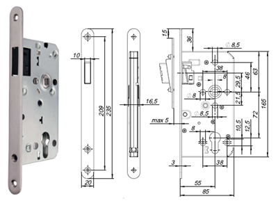 Zadlabávací zámok magnetický FAB 190/140 NEW