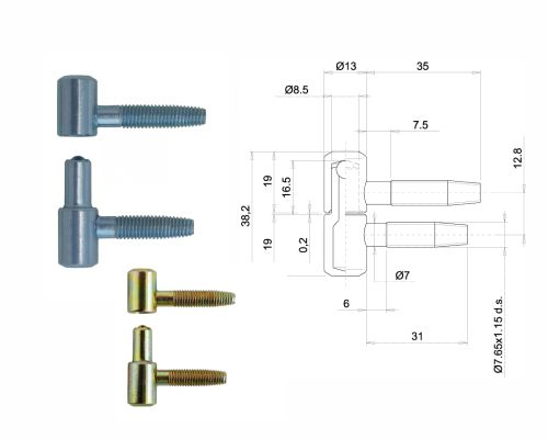 Záves 030 / 13 mm pre drevené okná kompletné (VD+SD)