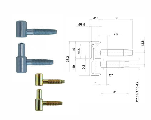 Záves 030/13 mm pre drevené okná kompletné (VD + SD)