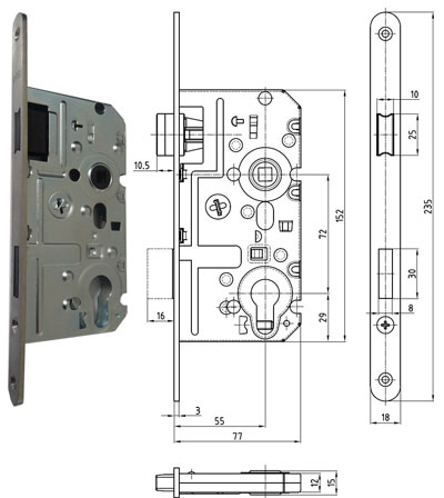 K 341 P / L 18 nerez 72/77 PZ magnetický zámok na cyl. vložku