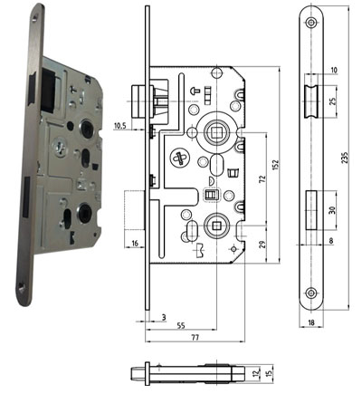 K 342 P / L 18 nerez 72/77 magnetický zámok - wc