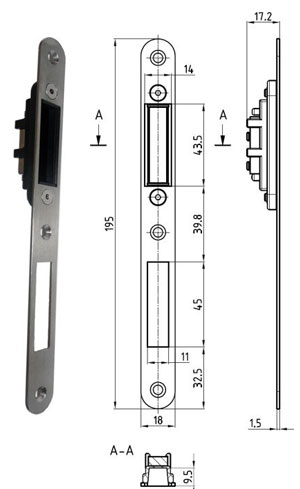 K340 dlhý protiplech nerez nastaviteľný pre magnetické zámky K 340/341/342 Hobes