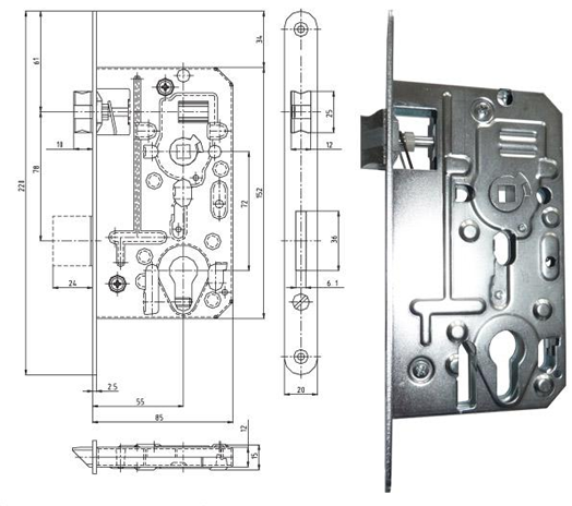 K 136 S P/L 20 ZB 72/85 PZ zadlabací zámek s tichou střelkou