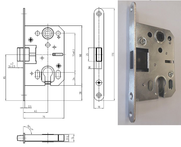 K 041 P/L 18 nerez 72/75 PZ magnetický zadlabací zámek malý Hobes