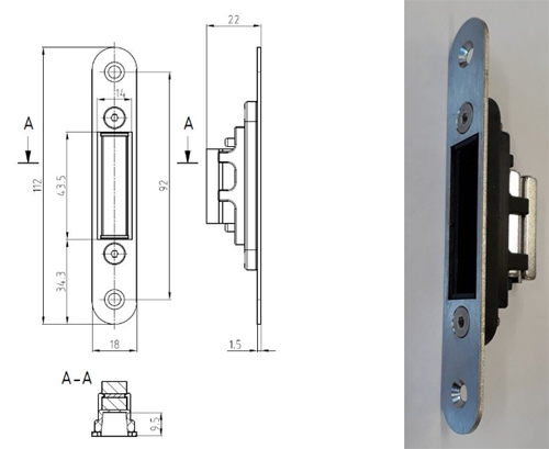 K040 krátký protiplech nerez pro magnetické zámky malé K 040/041/042 Hobes